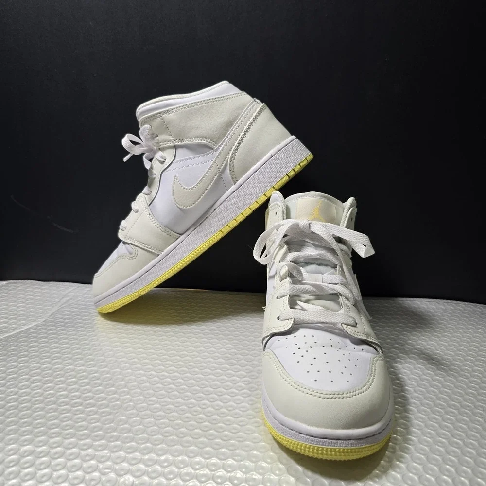 Nike Air Jordan 1 Mid Sz 6.5Y Laser Yellow White Grade School Kids/Girls